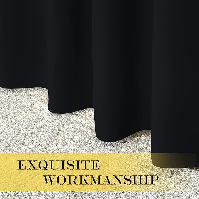 NICETOWN Black Out Living Room Curtain 118 inches Long, Grommet Thermal Insulated Room Darkening Window Treatment for Bedroom/French Door, Black, W66 x L118, 1 Panel