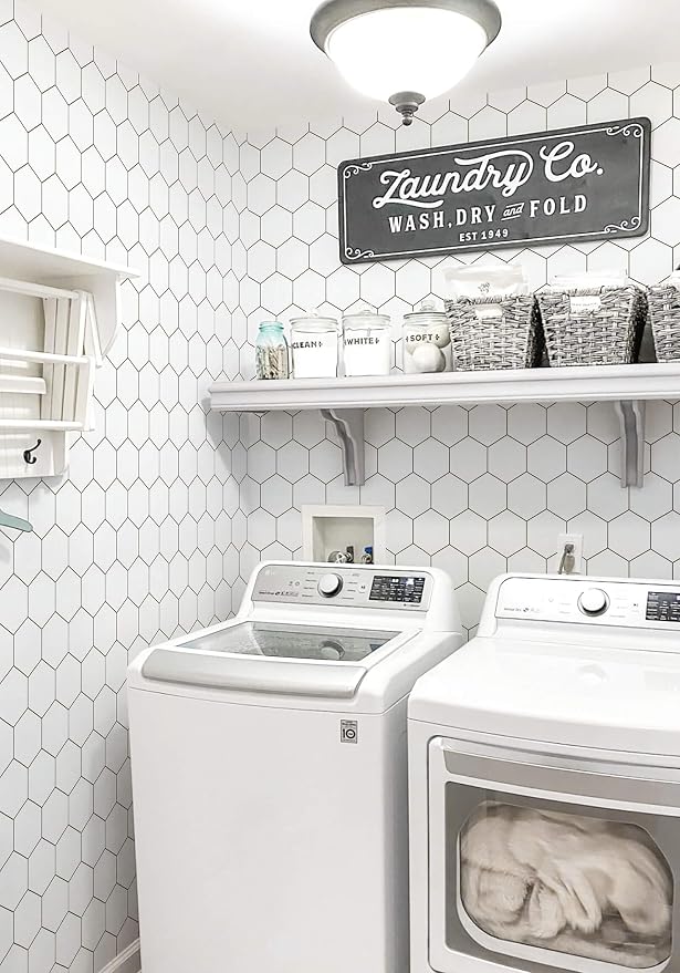 White Wallpaper Kitchen Backsplash Peel and Stick Wallpaper 197"×17.3" White - Image 9