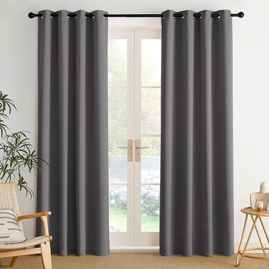 NICETOWN Room Darkening Draperies Curtains Panels, 2 Panels Grey W52 x L84 by NICETOWN