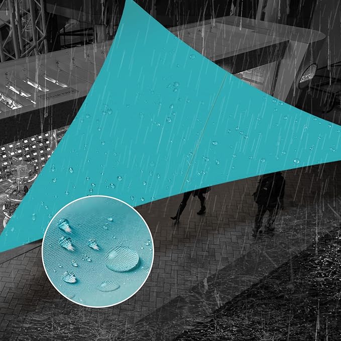 SUNNY GUARD Waterproof Sun Shade Sail 10'x14'x17.2' Turquoise Blue Right Triangle UV Block Sunshade for Backyard Yard Deck Patio Garden Outdoor Activities and Facility(Customized)