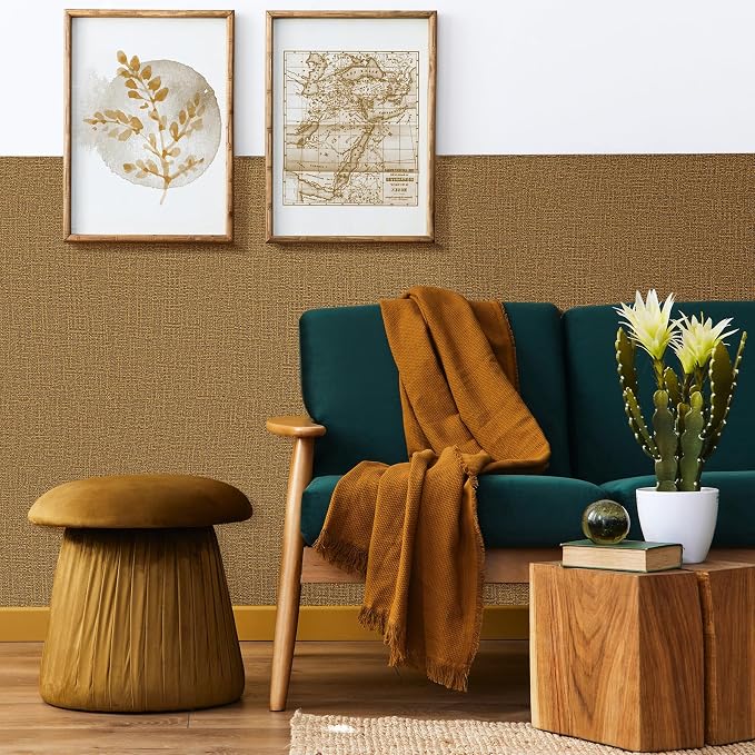 WADILE Grasscloth Peel and Stick Wallpaper 23.6in x 118in, Textured Contact - Image 2
