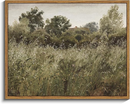 InSimSea Framed Canvas Wall Art Vintage Decor, Painting Wall Decor, Grassland by InSimSeaArt