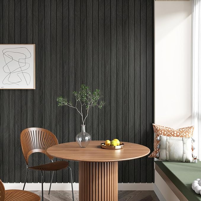 Grey/Black 3D Wood Panels for Wall Decor 197"x11.8" Peel and Stick Faux Wood - Image 4