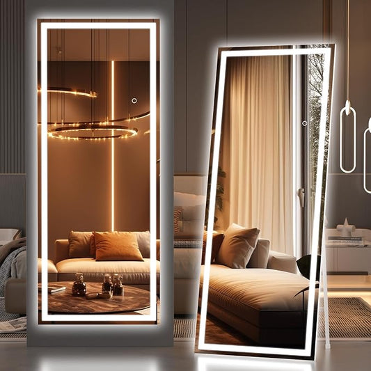 Hasipu Full Length Mirror with Lights, Full Body Dressing Hanging Mounted Mirror by Whatssuitableisthebest