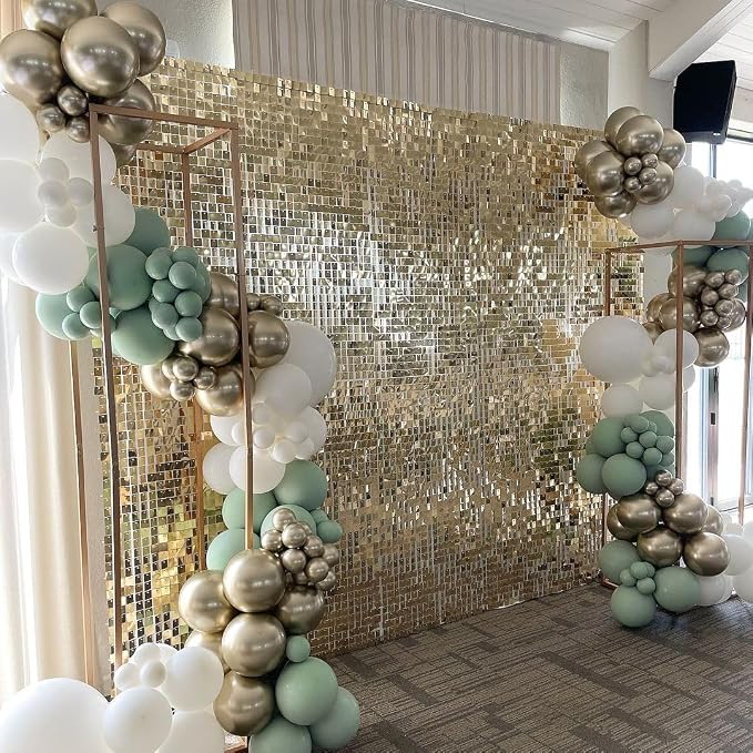 COKAOBE Light Gold Shimmer Wall Backdrop 24PCS Gold Sequins Backdrop Decoration - Image 6