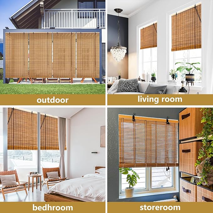 23x72 Inch Bamboo Blinds for Interior Windows, UV Protection Roman Bamboo - Image 5