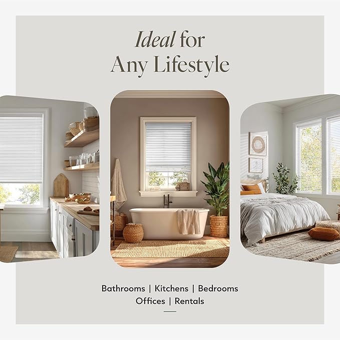 CHICOLOGY Cordless Mini Blinds for Indoor Windows, 31.5" W x 72" H, Light - Image 3