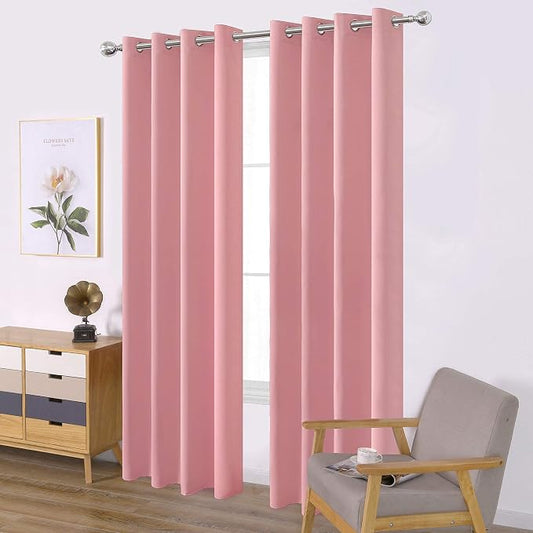 LEMOMO Baby Pink Bedroom Blackout Curtains/52 x 84 Inch Long/Set of 2 Curtain by Lemomo