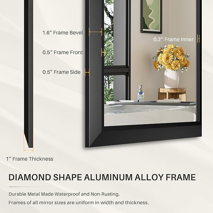 Briivue 24x32 Inch Black Bathroom Mirror - Image 5