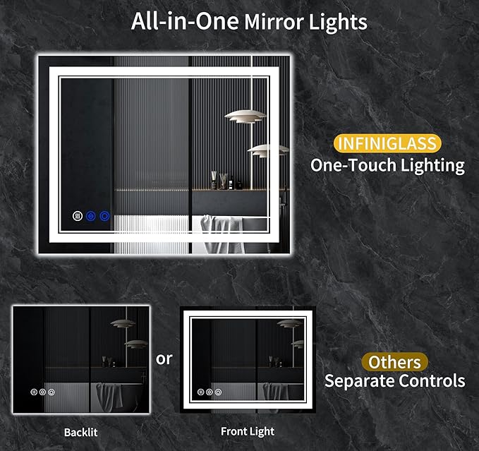 55"x30" LED Bathroom Mirror - Image 2