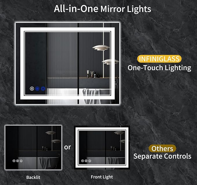 48"x32" LED Bathroom Mirror - Image 3