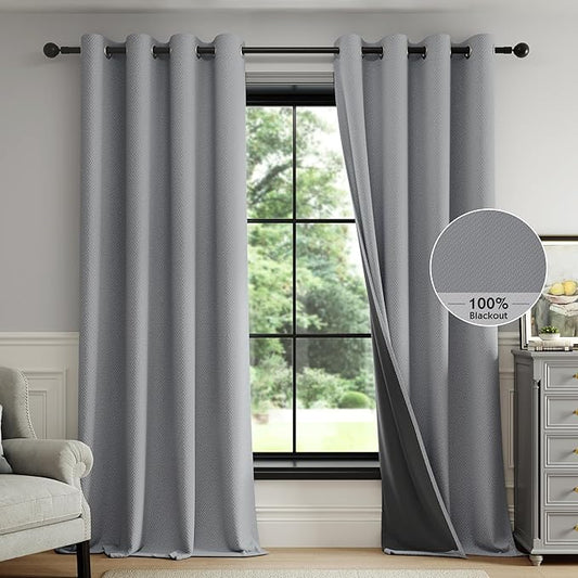 FMFUNCTEX 100% Dark Grey Blackout Curtains by Fmfunctex