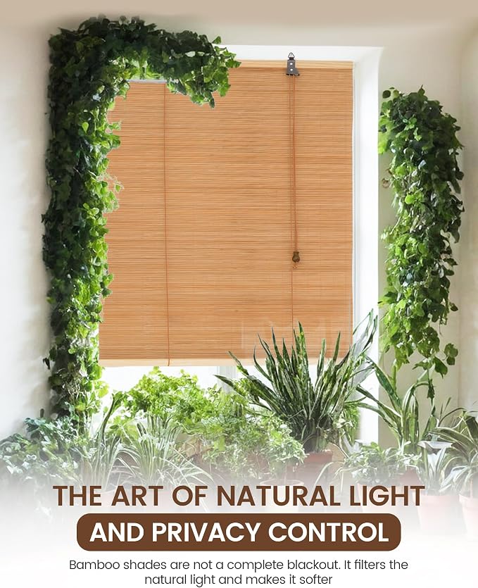 70" Wx72 H Bamboo Blinds Roller Shades - Image 8