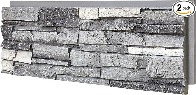 Faux Stone Wall Panels 2-Pack PU Stone Veneer Siding, Mortarless Faux Rock by Wallwell