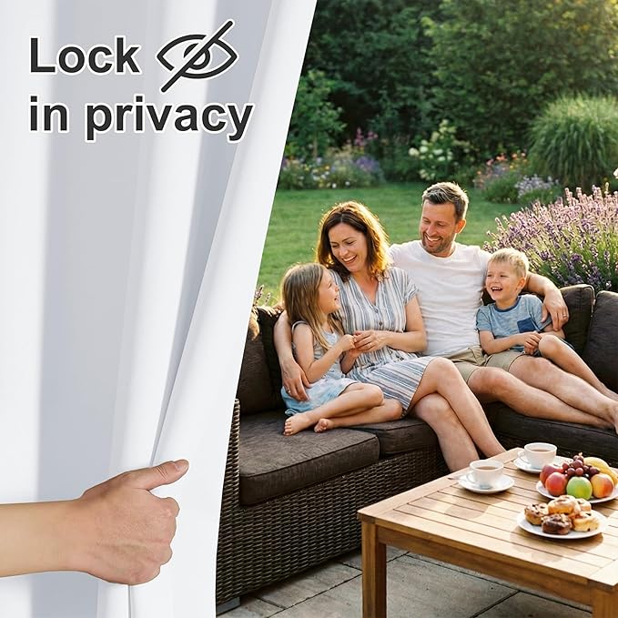 RYB HOME Outdoor Patio Curtains - Blackout Privacy Insulating Panel for Patio Door Beach Ceremony Exterior Decor Gift Idea, 100 W x 95 L, 1 Panel, Grayish White