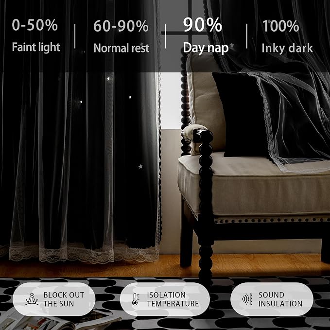 XiDi Blackout Curtains for Bedroom, Bedroom Drapes for Kids, Unicorn Curtains - Image 5