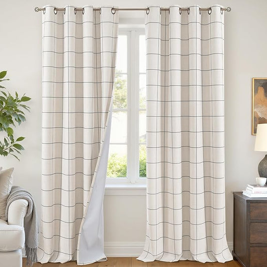 Lajode Plaid Curtains Pattern Printed 90 Inches Long by Lajode