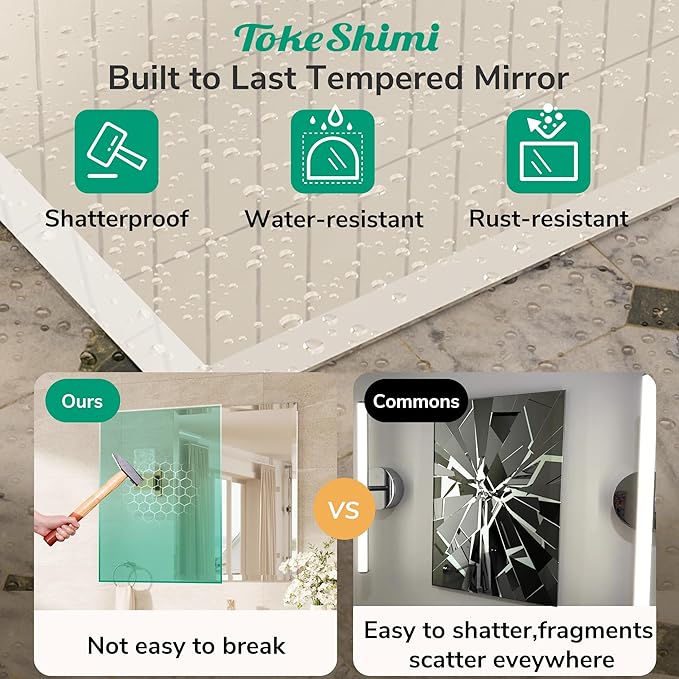 TokeShimi 48x24 Beveled Frameless Bathroom Mirror Decorative, Bathroom Vanity - Image 4