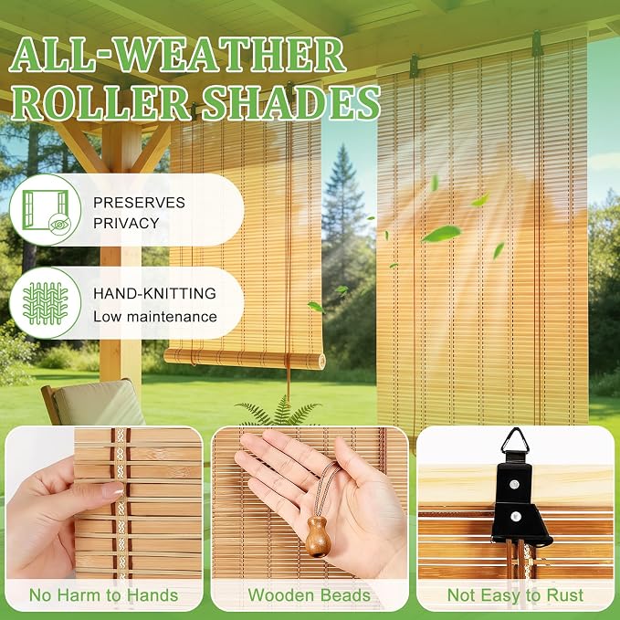 Bamboo Blinds 42x48 inch Bamboo Roman Shades - Image 2