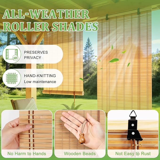 Bamboo Blinds 64x72 inch Bamboo Roman Shades - Image 2