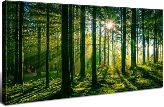 AIYISU Green Forest Canvas Wall Art Sunshine Forest Pictures Wall Decor Nature by HOME