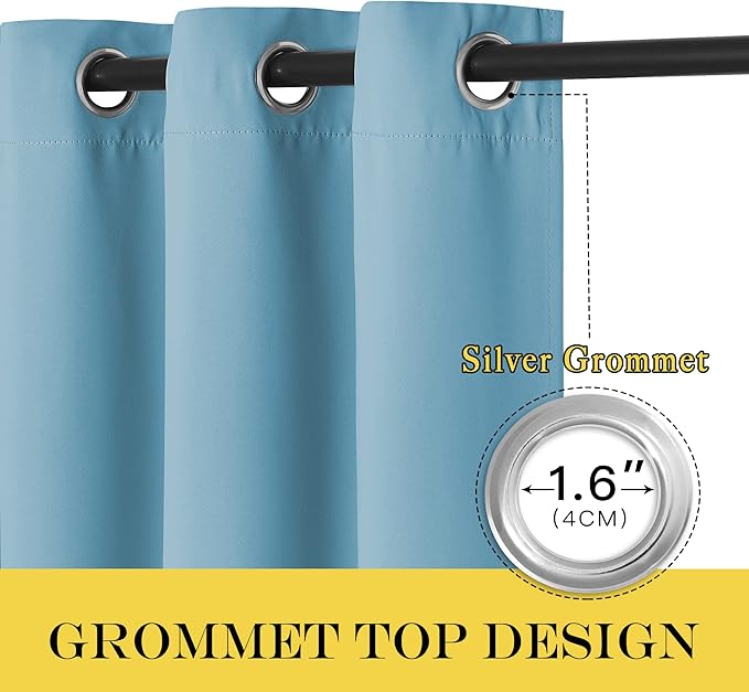 NICETOWN Blackout Curtains for Sliding Glass Door Room Divider Noise Reduce Curtain Panel Portable Window Screen Sliding Partition, W100 x L102 inches, 1 Panel, Teal Blue