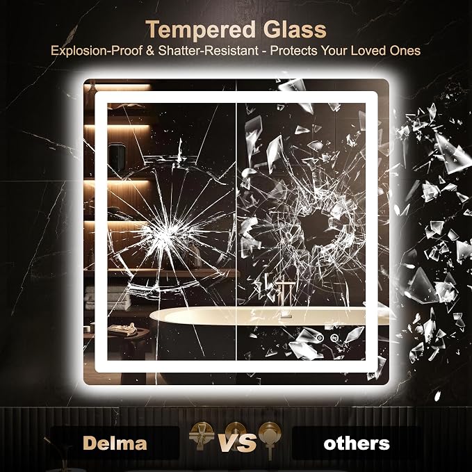 Delma LED Bathroom Mirror with Lights, 30x30 Vanity Mirror - Image 5