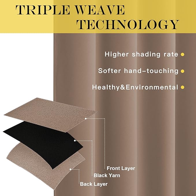 NICETOWN Blackout Blinds for Patio Door - Sliding Door Insulated Blackout Curtains, Extra Wide Curtain for Villa/Hall/Parlor (100 inches W x 84 inches L, Cappuccino)
