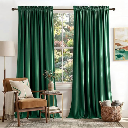 NICETOWN Emerald Green Velvet Curtains 96 inches Long, Home Decoration Thermal by NICETOWN