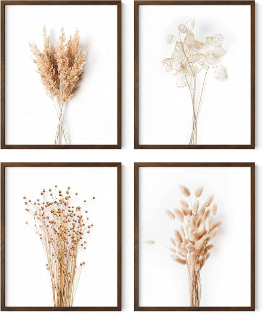 HAUS AND HUES Brown Plant Set of 4-16x20 Framed Walnut by HausandHuesArtPrints