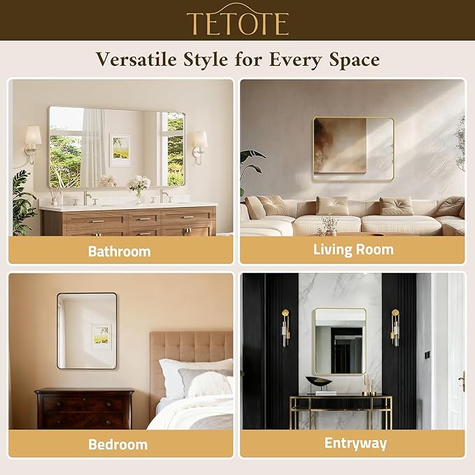 TETOTE 55 x 36 inch Brushed Nickel Mirror - Image 6