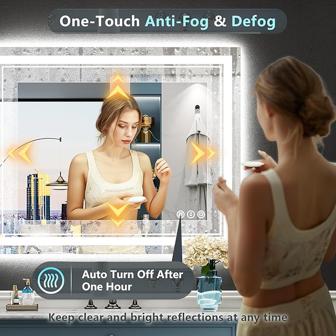 40x38 LED Bathroom Mirror with Lights, Backlit and Front Lit Anti-Fog Lighted - Image 5