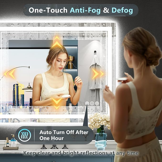 44x36 LED Bathroom Mirror with Lights, Backlit and Front Lit Anti-Fog Lighted - Image 5