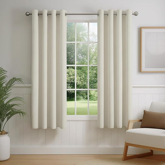 FMFUNCTEX 100% Beige Blackout Curtains by Fmfunctex