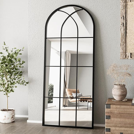Mirror Full Length, Window Pane Wall Black Full Body Mirrors, Oversize by ZMYCZ
