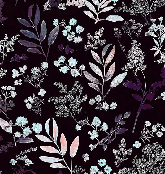 Laatse Vintage Purple Wallpaper Peel and Stick Dark Floral Wallpaper 17.5'' x by Laatse