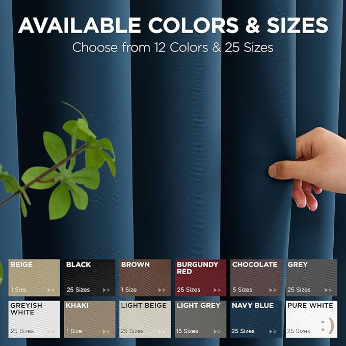 Joydeco Blackout Patio Sliding Door Curtains 90 Inches Long, Grommet Privacy Room Divider Curtains, Extra Wide Thermal Blackout Drapes for Bedroom Living Room (Navy Blue, 60Wx90L, 1 Panel)