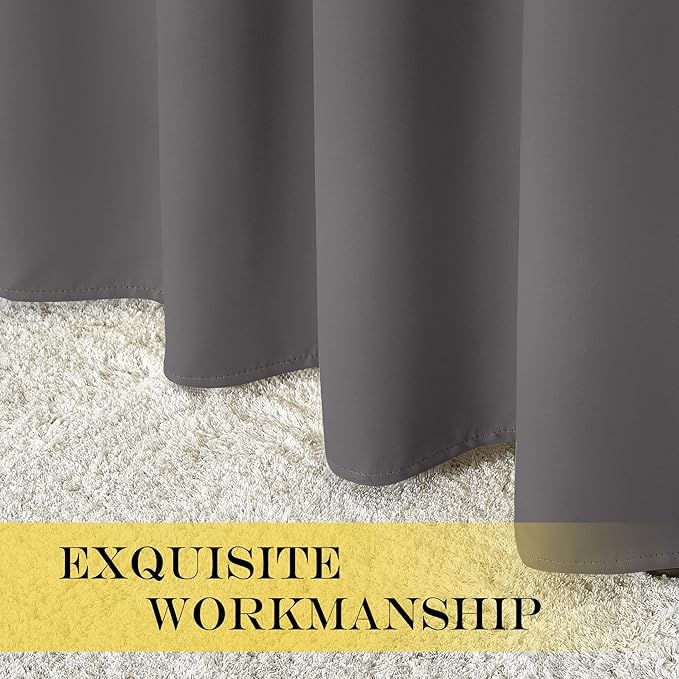 NICETOWN Blackout Sliding Door Curtain, Grommet Top Thermal Insulated Extra Wide and Long Window Treatment for Patio/French Door, W100 x L120, Sold by Individually, Grey