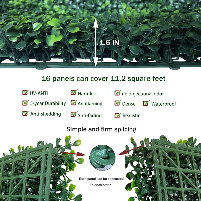 ODTORY Artificial Grass Wall Panel Backdrop, 10 X 10 in 16P UV-Anti Greenery - Image 3