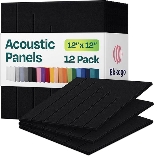 Acoustic Panels 12-Pack Soundproof Wall Panels 12"x12"x0.4" Decorative Sound by EkkogoAcousticPanels