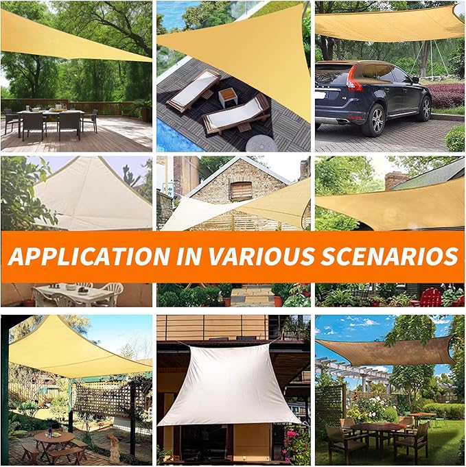 Upgraded with High-Strength Steel Cable Edges 20' x 24' Sun Shade Sail Sand Rectangle, Heavy Duty UV Blockage Outdoor Cover with Steel Wire Edges for Patio Garden