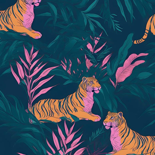 BOKEBEVE Tiger Wallpaper Peel and Stick Jungle Tropical Contact Paper Vintage by BOKEBEVE