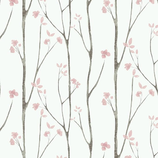 Timeet 197"x16" Floral Wallpaper Peel and Stick Wallpaper White and Pink by Timeet