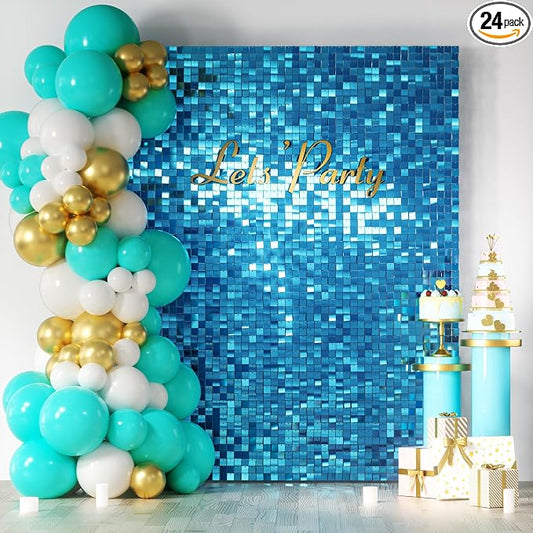 COKAOBE Turquoise Blue Shimmer Wall Backdrop, Photo Backdrops by COKAOBE