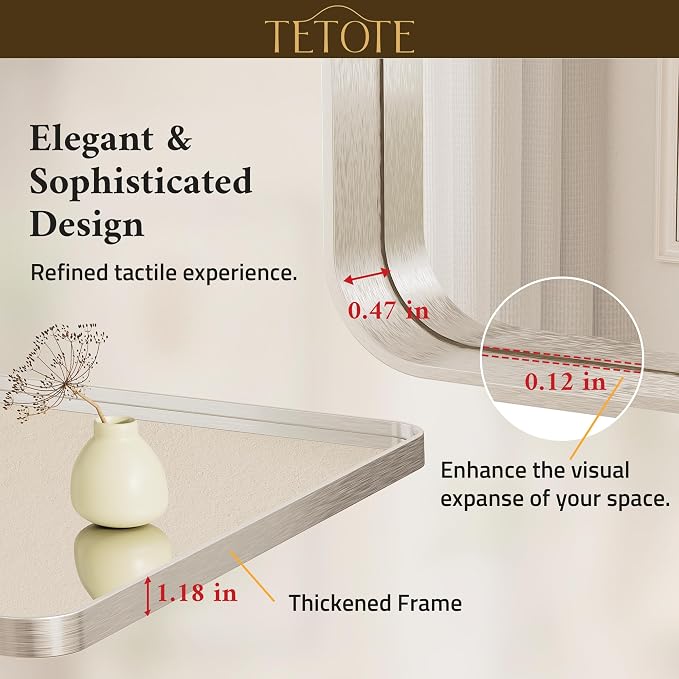 TETOTE Brushed Nickel Mirror 36 x 36 Inch - Image 5
