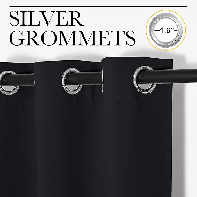 NICETOWN Thermal Insulated Black Blackout Curtains/Drapes 84 inches Length 2 - Image 3