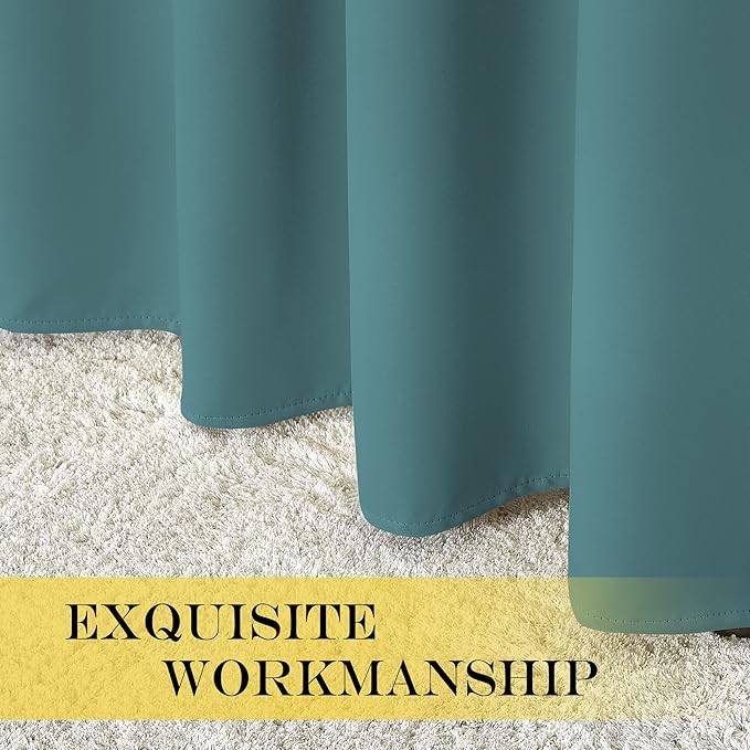 NICETOWN Blackout Short Curtain for Small Window - (Sea Teal Color) Home Decor Window Treatment Drape Modern Design Drapery for Kitchen Room, 52Wx63L,1 Panel