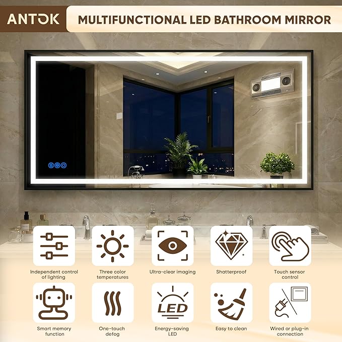 Antok 36X36 LED Bathroom Mirror - Image 8