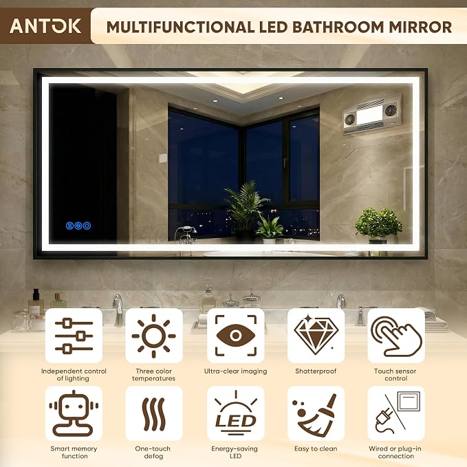 Antok 60X36 LED Bathroom Mirror - Image 7