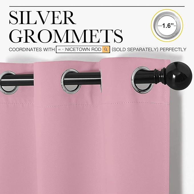 NICETOWN Crystal Pink Room Darkening Curtains - Image 3